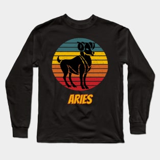 Aries Zodiac Retro vintage style Long Sleeve T-Shirt